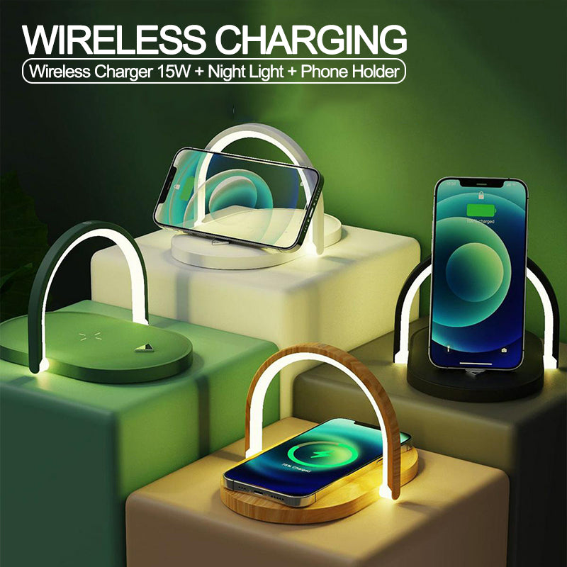 3 in 1 wireless charging station led table lamp